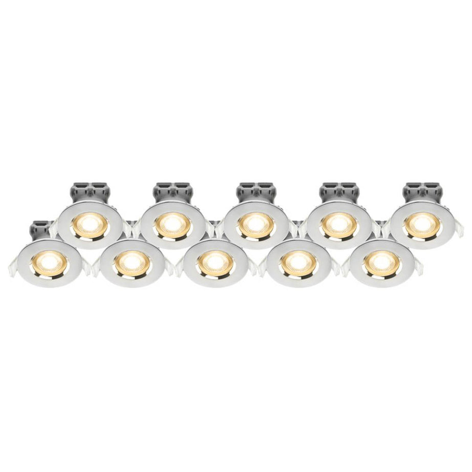 LED Downlights Dimmable Ceiling Light Chrome Warm White Round 400lm Pack Of 10 - Image 1