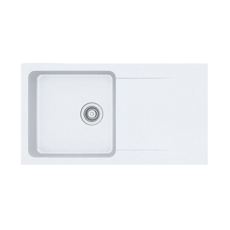 Franke Kitchen Sink 1 Bowl White Tectonite Reversible Drainer Inset Waste - Image 1