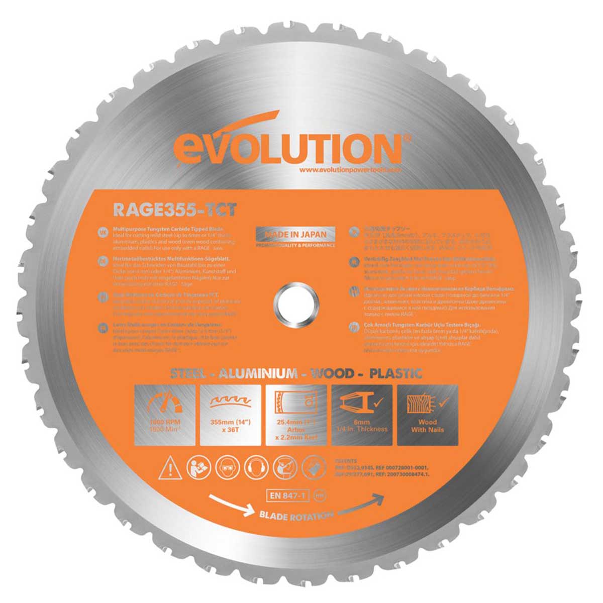 Evolution Circular Saw Blade 355mm 36T Multi Material For Wood Plastic Metal - Image 2
