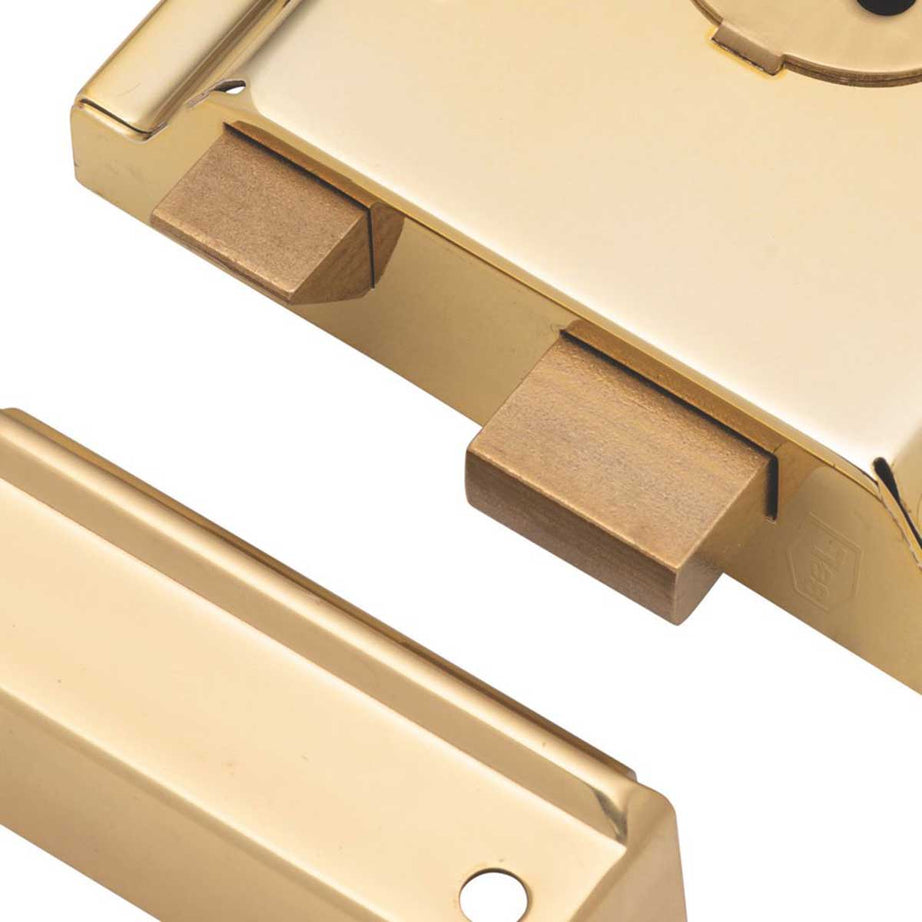 Smith & Locke Rim Lock Traditional Latch Shed Gates Polished Brass 2 Keys - Image 2