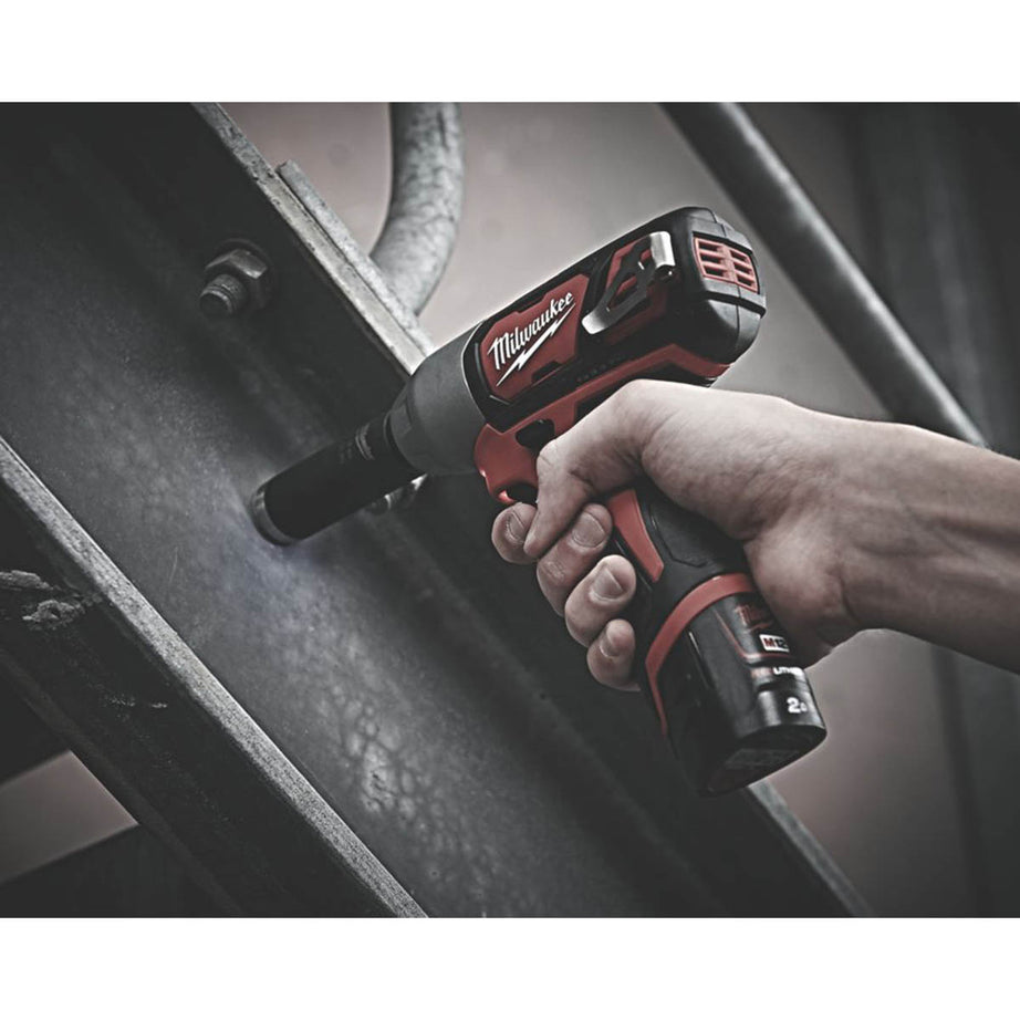 Milwaukee Impact Wrench Driver Cordless M12 BIW12-202C 2 x 2.0Ah Li-Ion Compact - Image 5