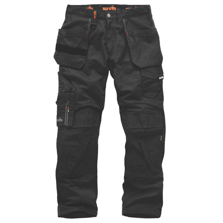 Scruffs Mens Work Trousers Holster Pockets Graphite Black Durable 34" W 33" L - Image 1