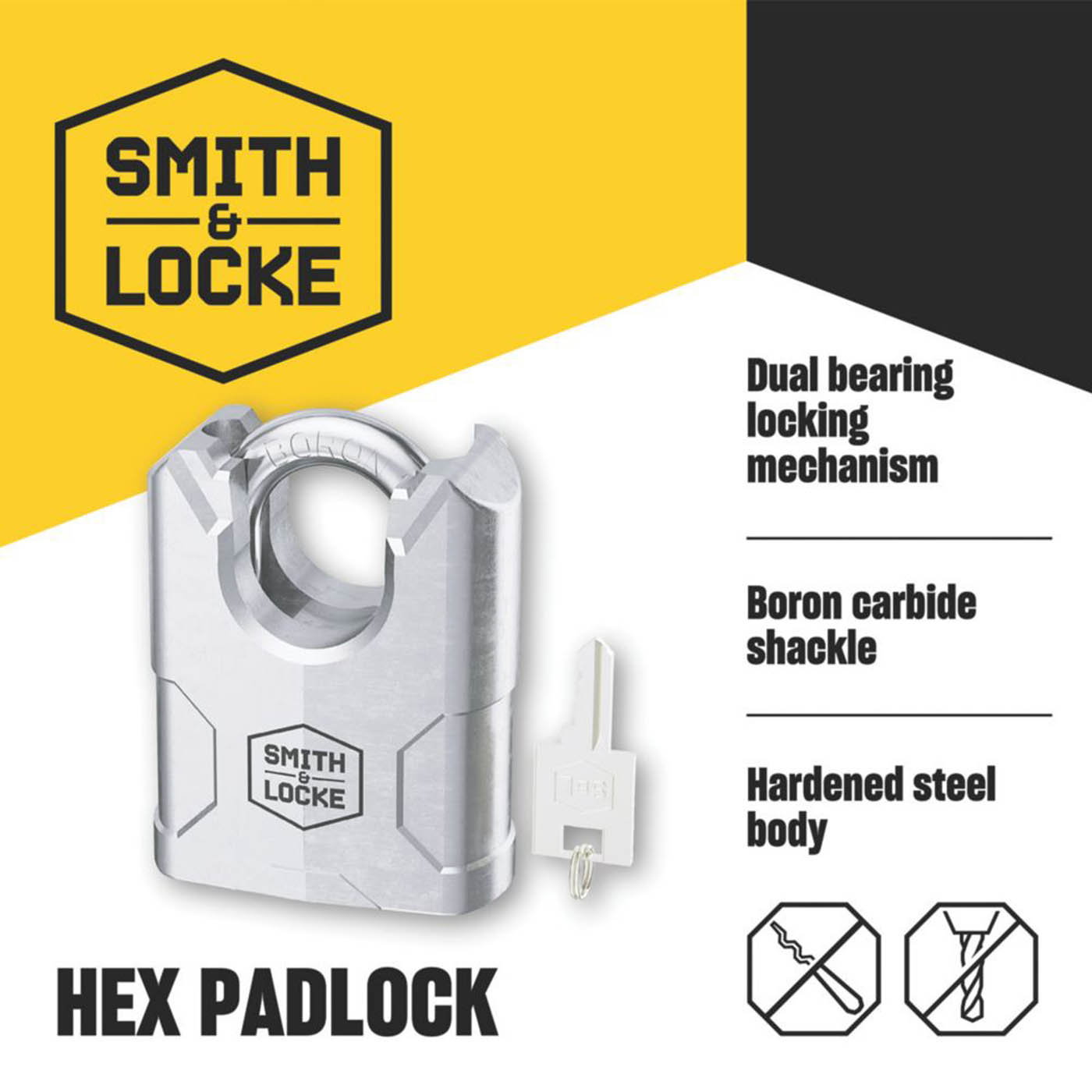 Smith & Locke  Steel  Water-Resistant Closed Shackle  Padlock 70mm - Image 6