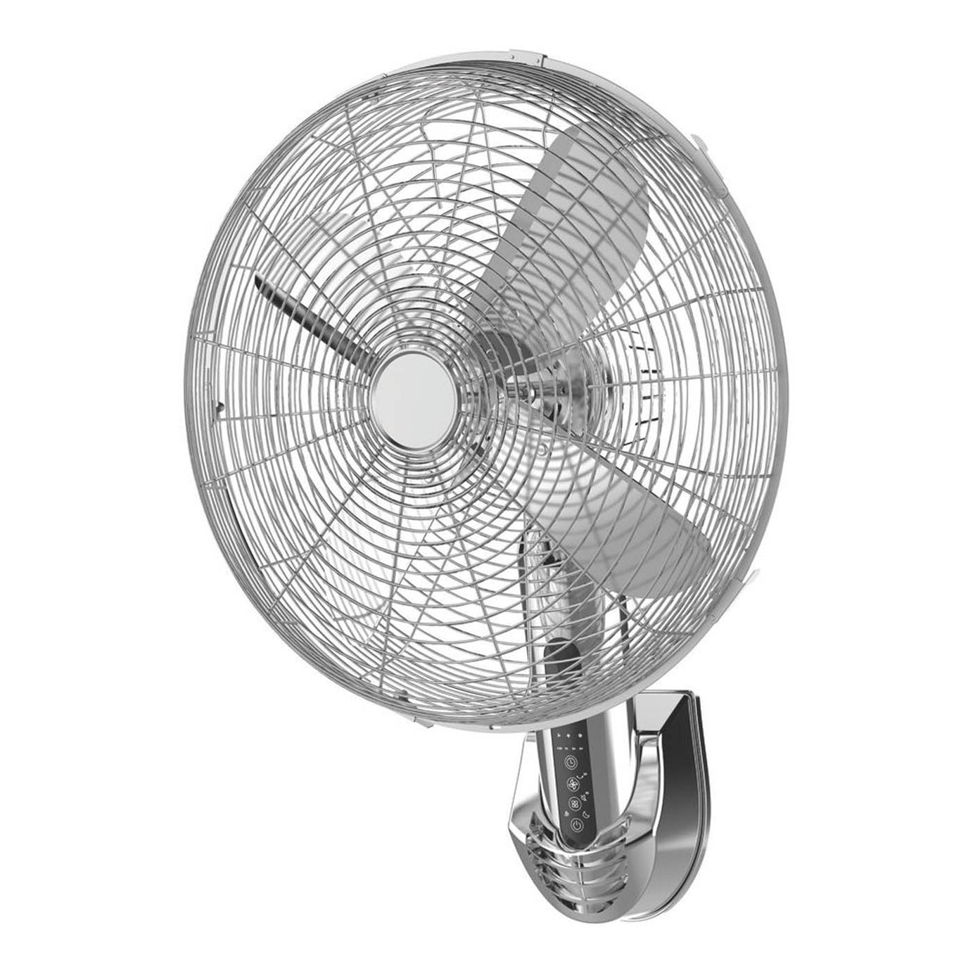 Wall Fan Oscillating 3-Speed Timer Chrome 70 Degree Rotation Remote Control 15" - Image 1