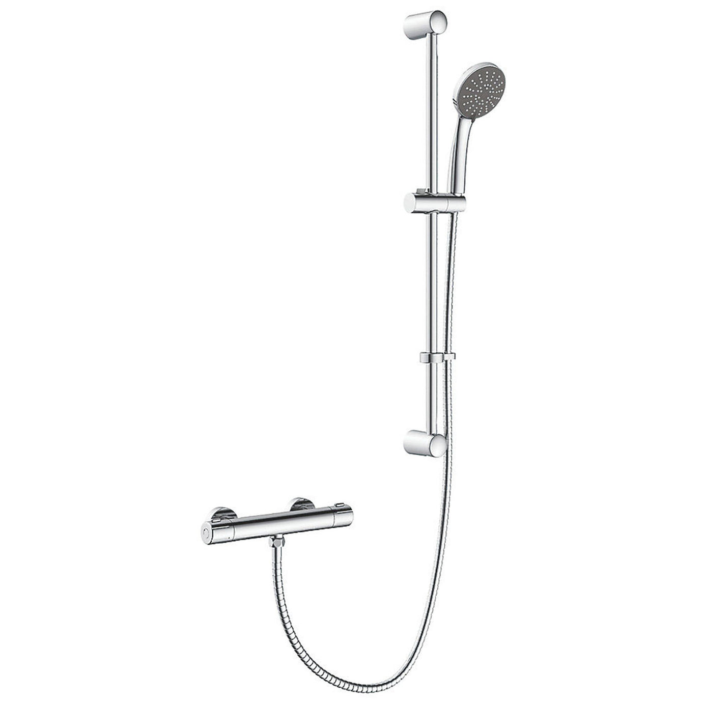 Swirl Mixer Shower Thermostatic Chrome Exposed 3 Spray Pattern Round Head Slim - Image 2