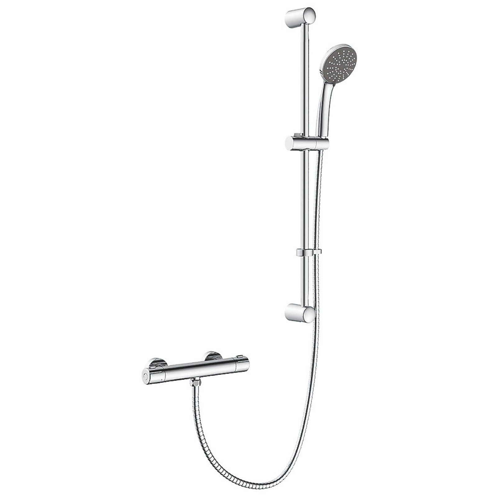 Swirl Mixer Shower Thermostatic Chrome Exposed 3 Spray Pattern Round Head Slim - Image 2