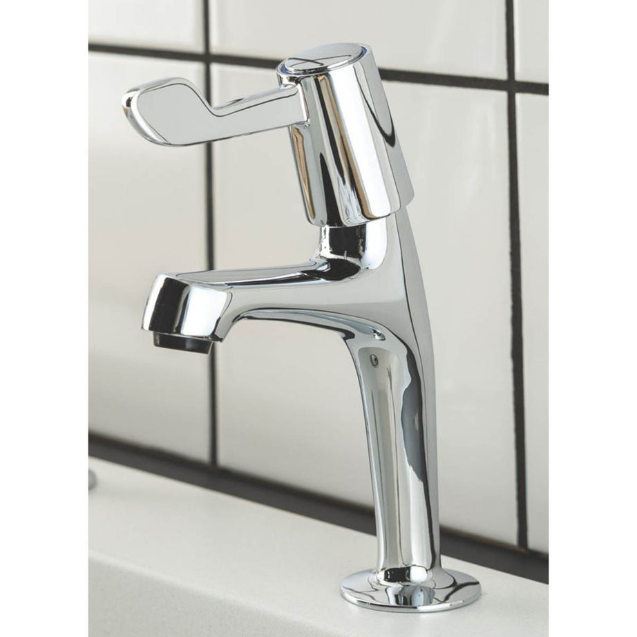 Kitchen Pillar Taps Chrome Dual Lever 1/4 Turn Ceramic Disc Hot Cold Pair - Image 2