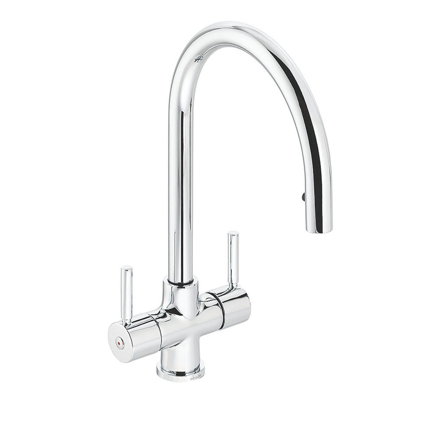 Kitchen Mixer Tap Mono Pull-Out Spout Brass Dual Lever Deck Mounted Modern - Image 1