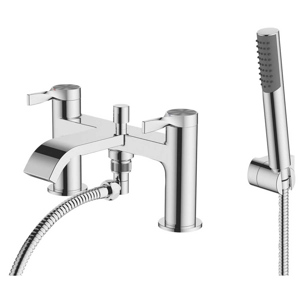 Bath Filler Tap With Hand Held Set Chrome Double Lever Ceramic Disc Bathroom - Image 1