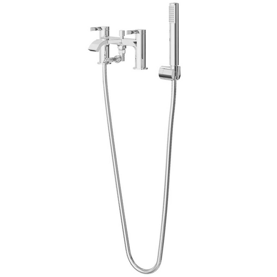Bath Filler Tap With Hand Held Set Chrome Double Lever Ceramic Disc Bathroom - Image 2