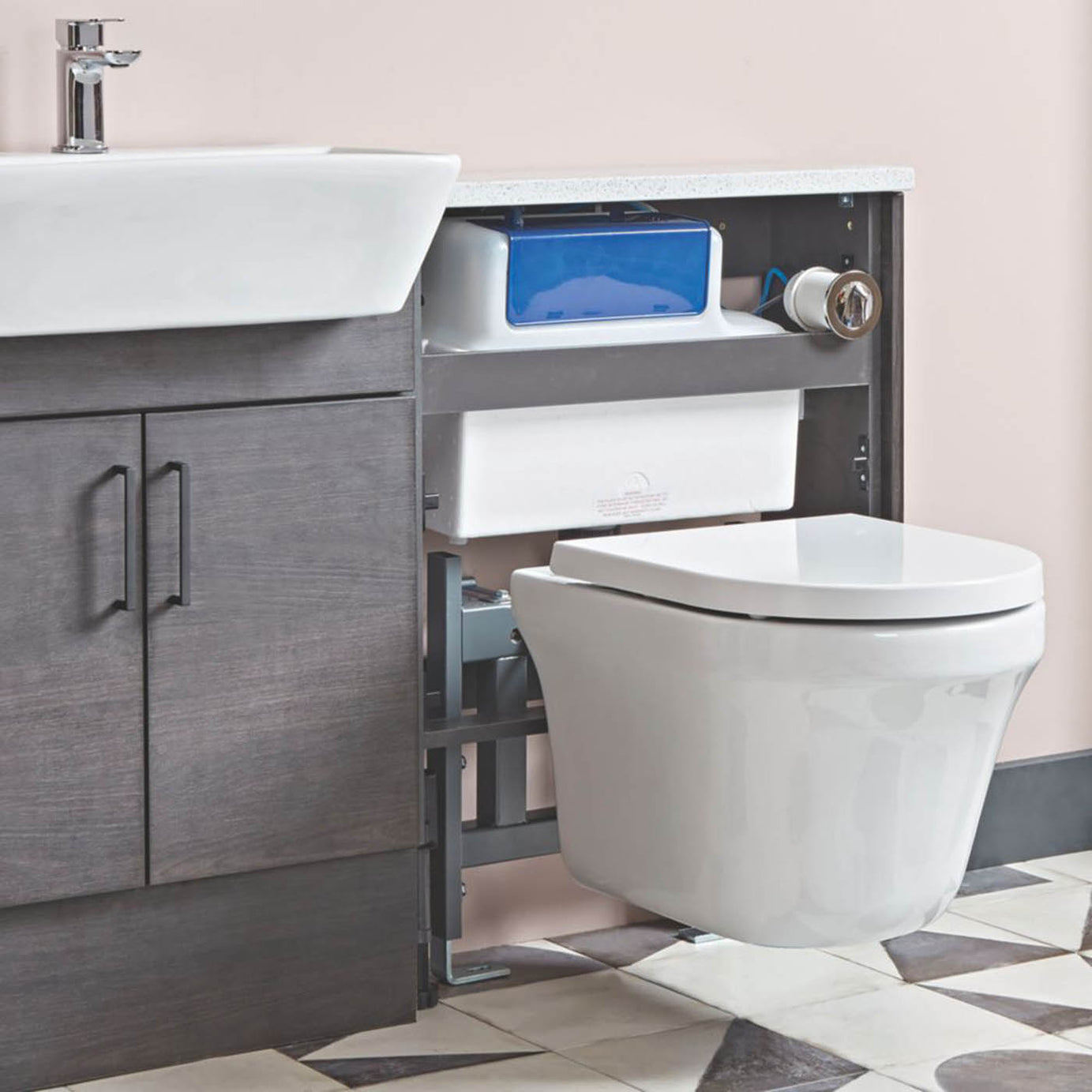 Support Bidet Frame for Wall Hung Toilet Adjustable Dual Flush 400mm - 600mm - Image 3