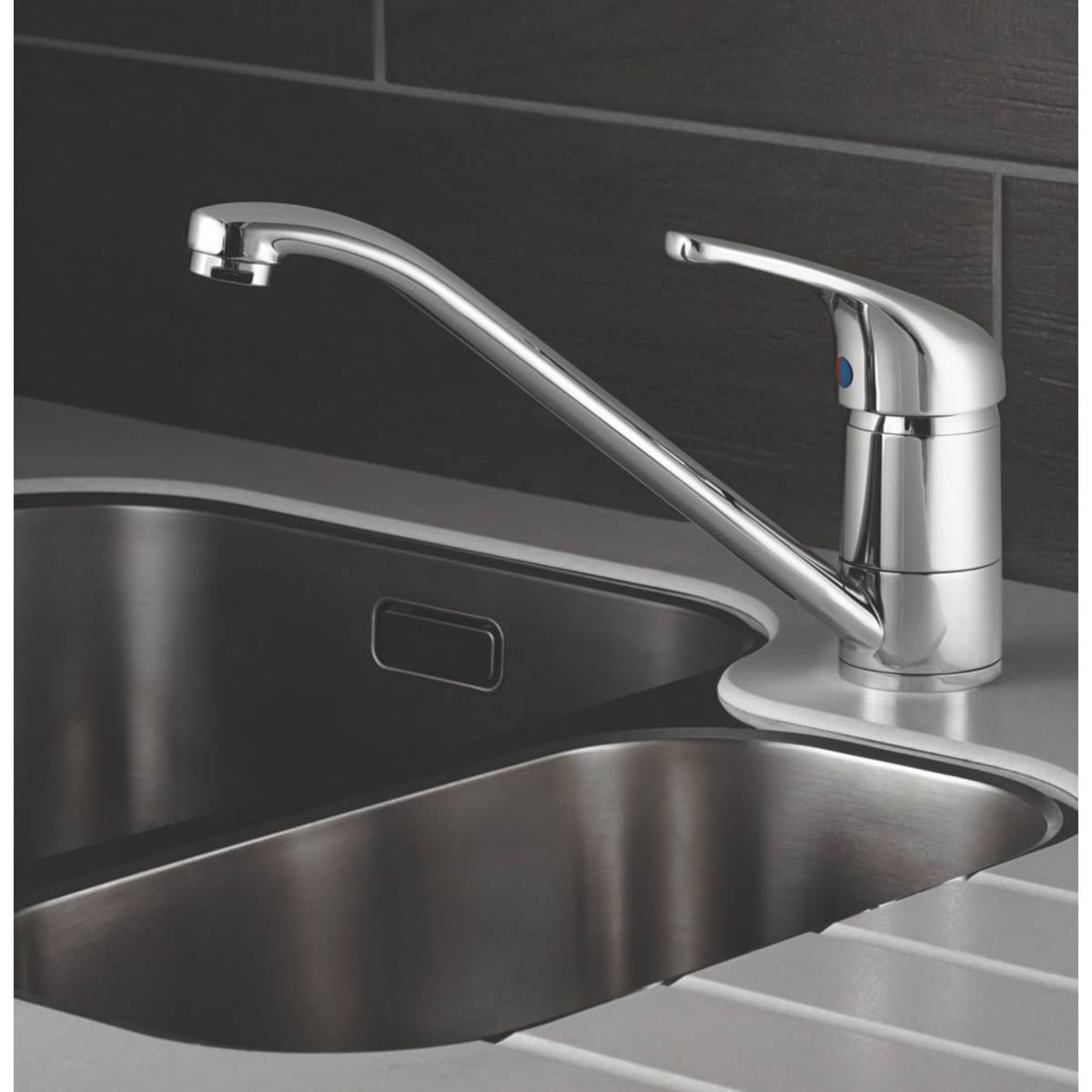Swirl Kitchen Sink Tap Mono Mixer Chrome Single Lever Swivel Spout Modern Faucet - Image 2