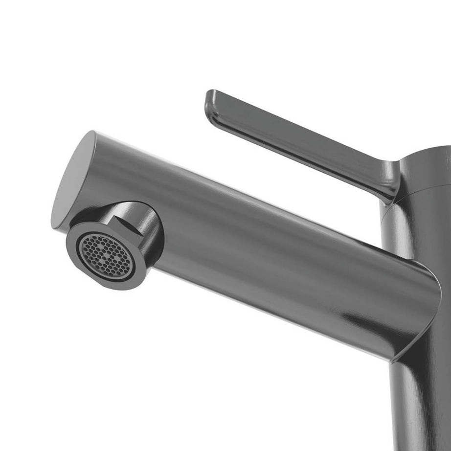 Swirl Basin Mixer Tap Lever Mono Titanium Brass With Clicker Waste Modern 136mm - Image 2