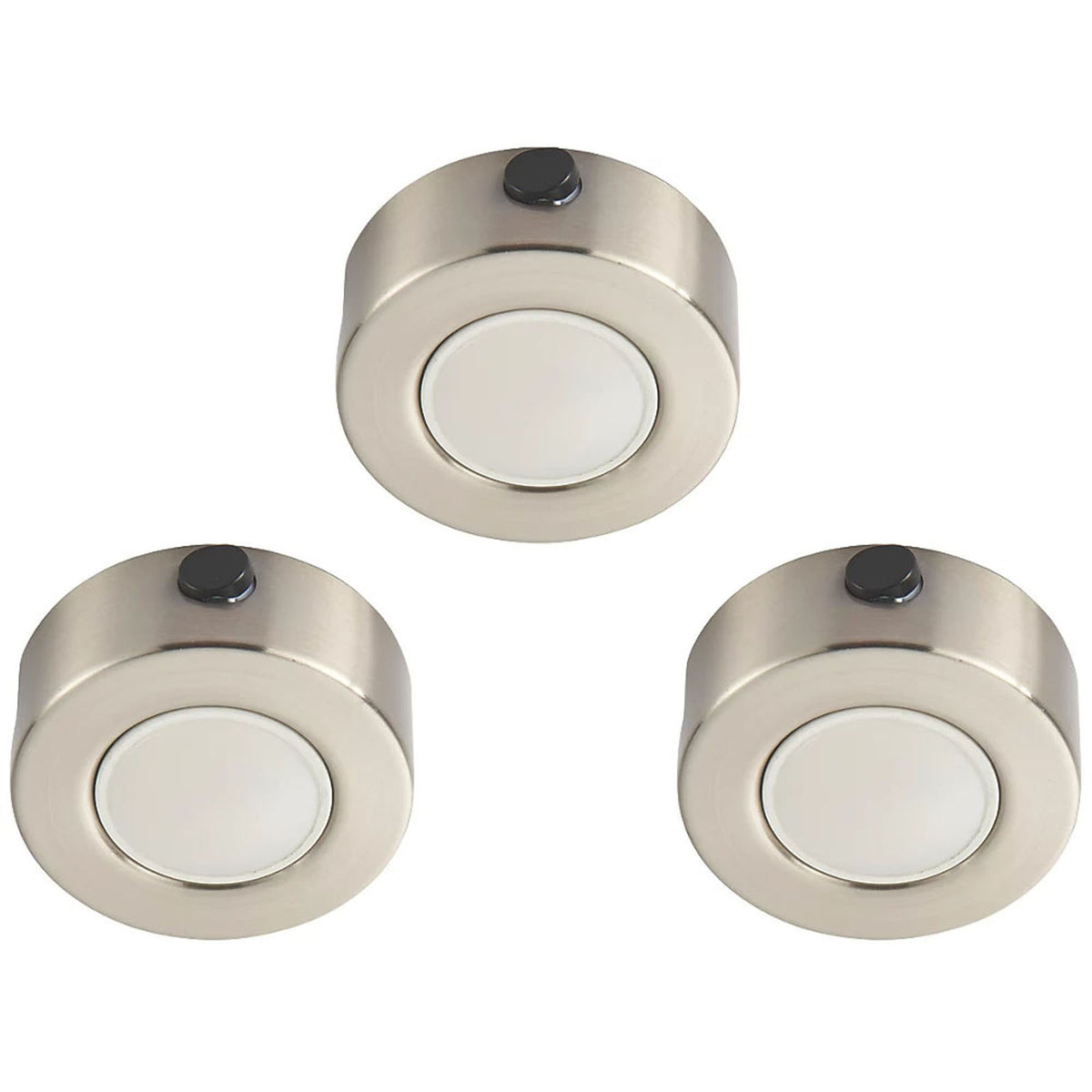 LED Under Cabinet Downlight Round Satin Steel Nickel Warm Cool White Pack Of 3 - Image 2