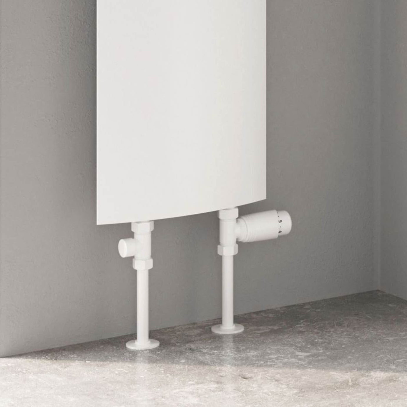 Reina Thermostatic Radiator Valve And Lockshield 15x15mm White Straight - Image 2