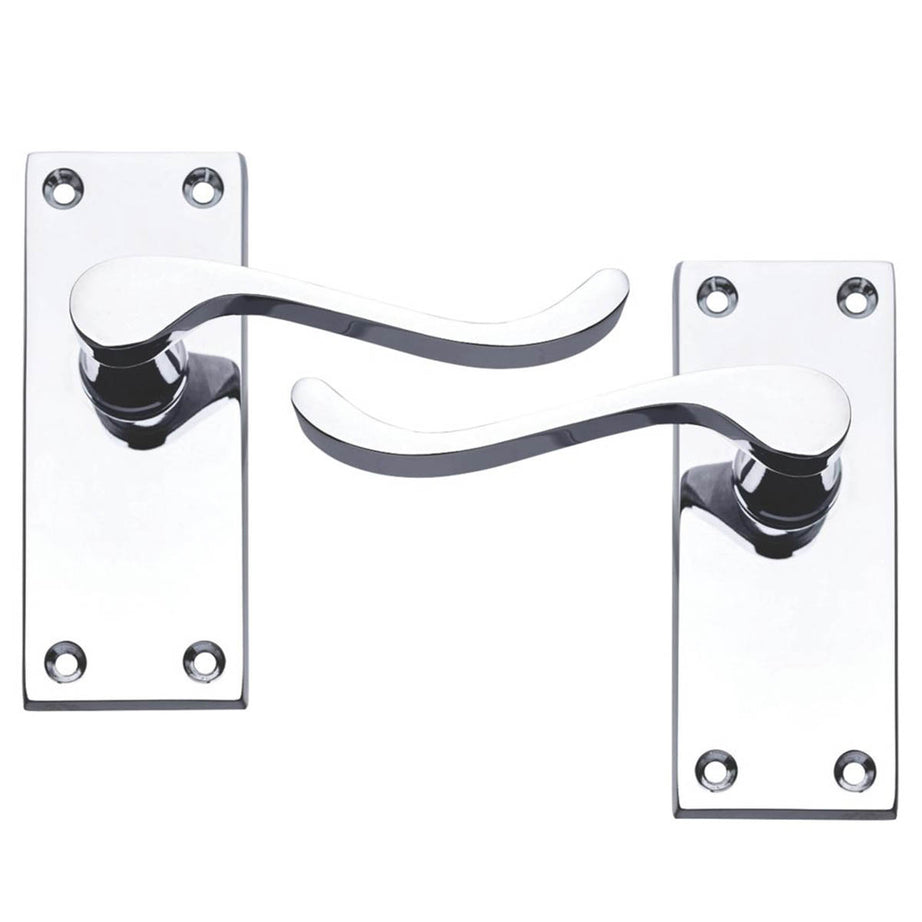 Door Handles Polished Chrome Latch Fire Rated Zinc Alloy Indoor Pair Pack Of 5 - Image 2