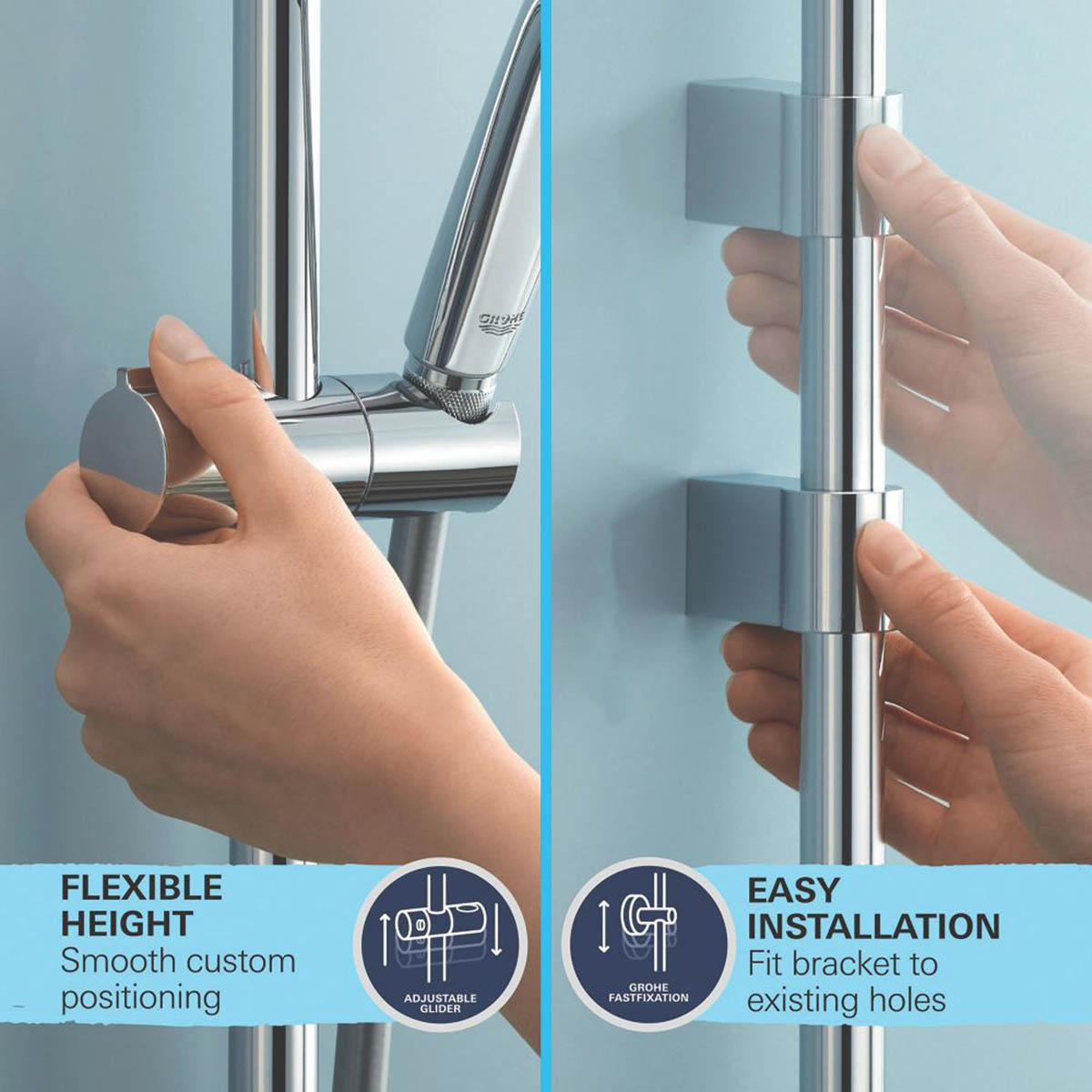 Grohe Shower Rail Set Vitalio Comfort 110 2-Spray Patterns Chrome Contemporary - Image 5