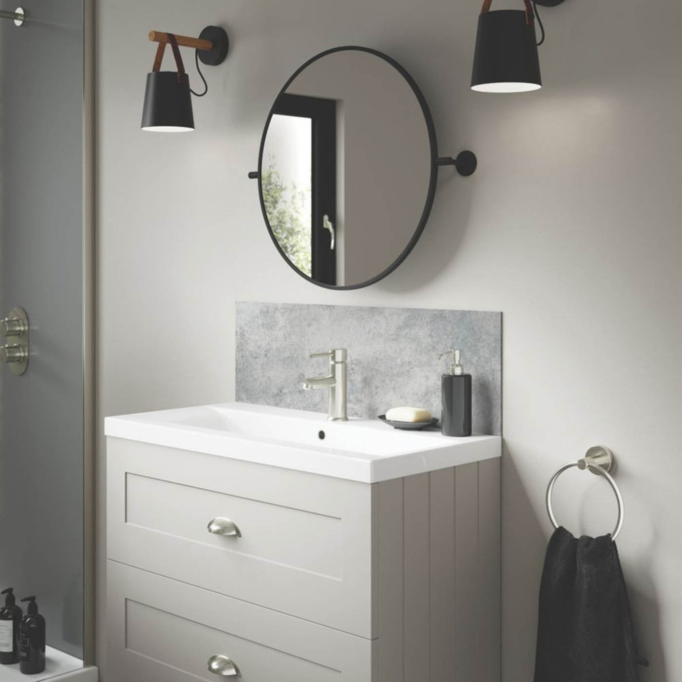 Splashwall Vanity Splashback Matt Grey Durable Waterproof 250mm x 800mm x 4mm - Image 1