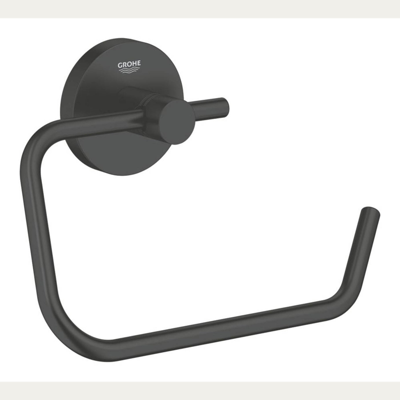 Grohe Toilet Roll Holder Matt Black Round Wall Mounted Bathroom Accessory Modern - Image 1