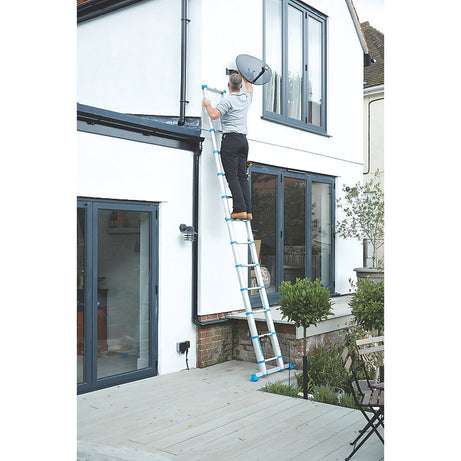 Mac Allister Telescopic Ladder 3.8m Aluminium Lightweight Extendable Foldable - Image 3