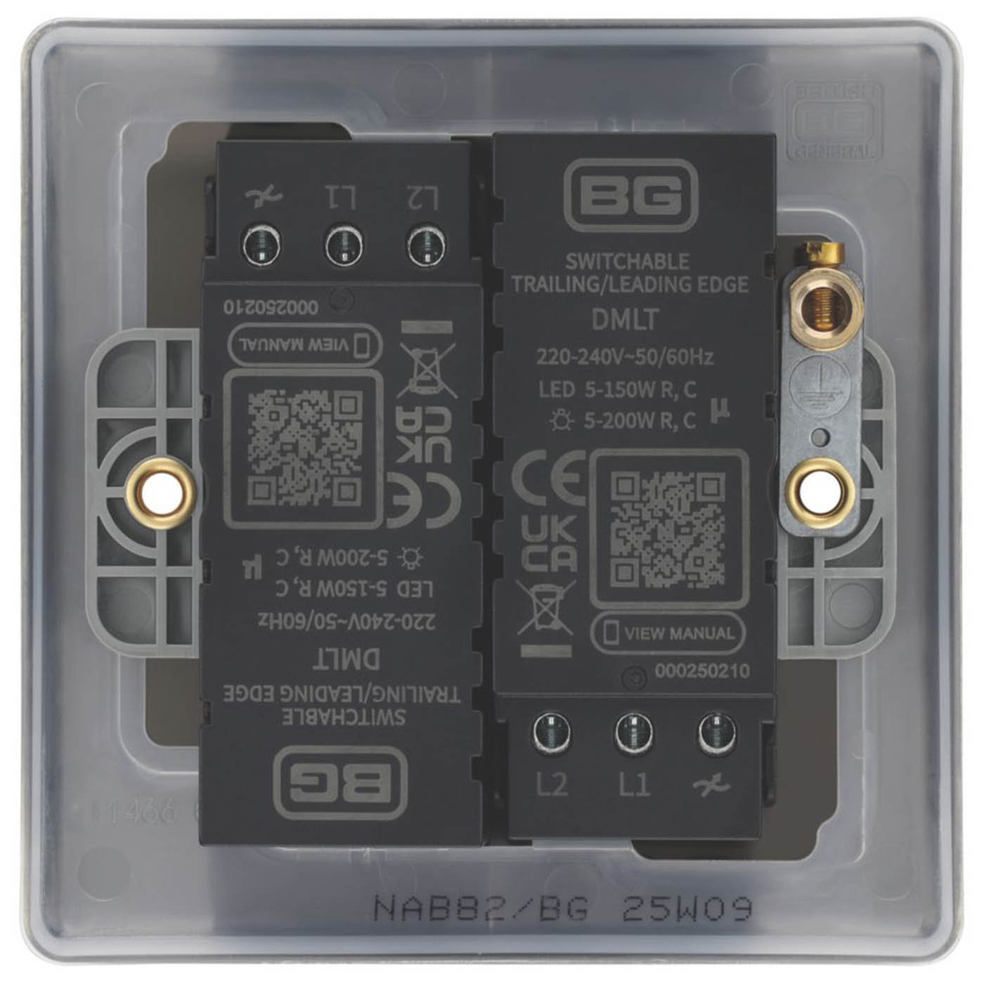 BG LED Dimmer Light Switch Double Antique Brass 2-Gang 2-Way Rotary Modern - Image 3