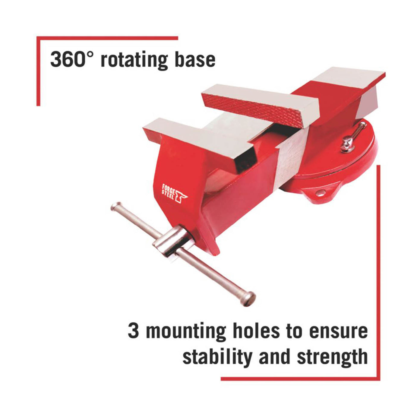 Forge Steel Workshop Vice Cast Iron Swivel Base Counter Mounted 4.64in - Image 3