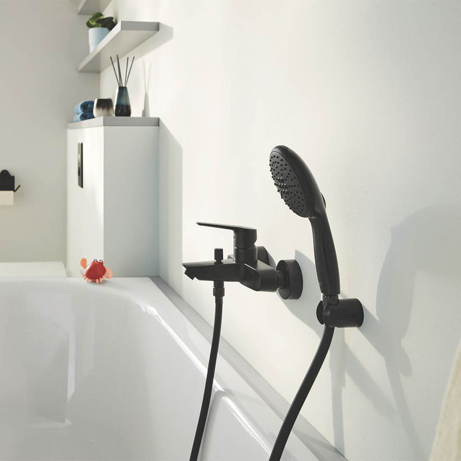 Grohe Shower Mixer Tap Matt Black Brass 140mm Wall Mounted Single Control Modern - Image 4