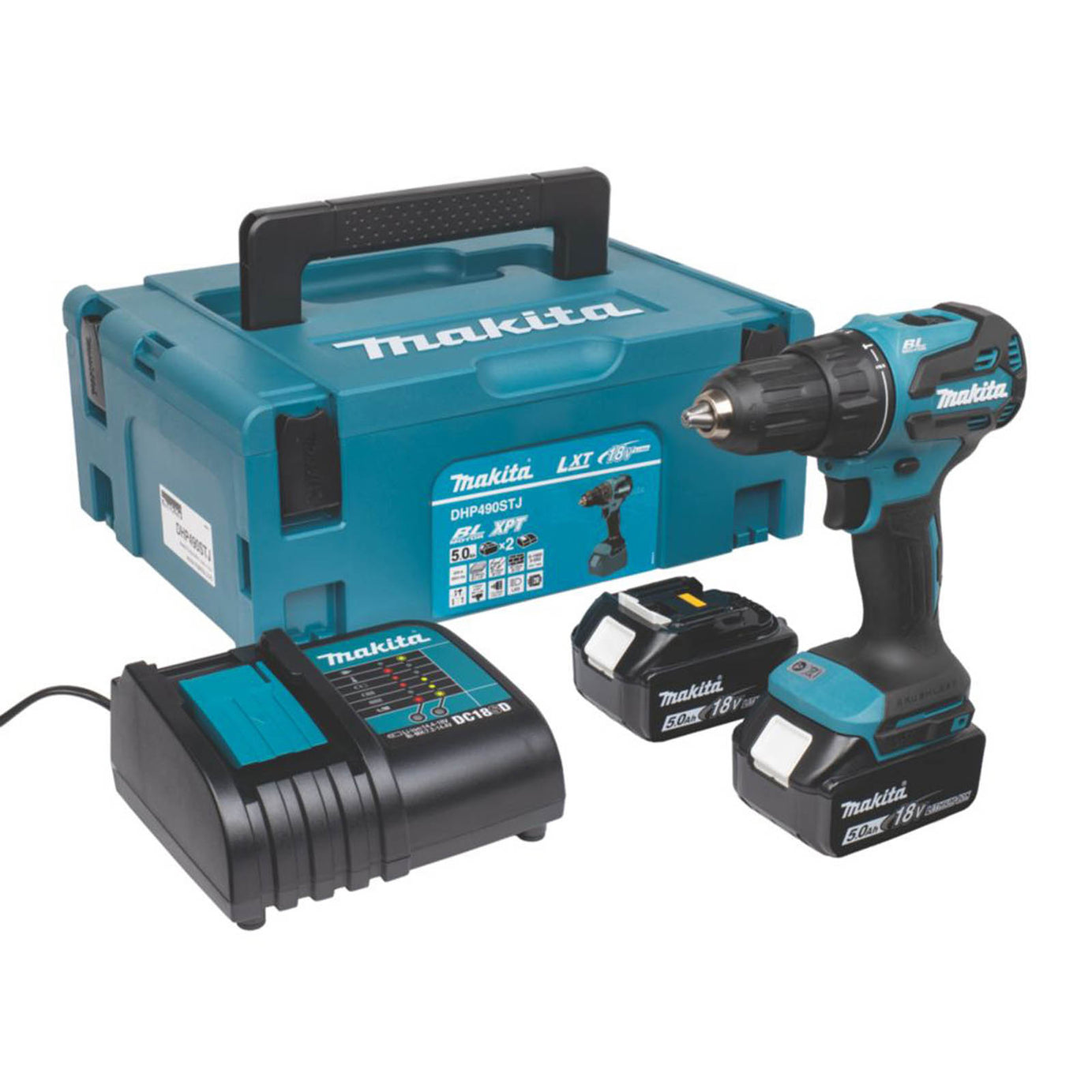 Makita Combi Drill Cordless 18V 2x5.0Ah Li-Ion DHP490STJ Brushless Compact - Image 1