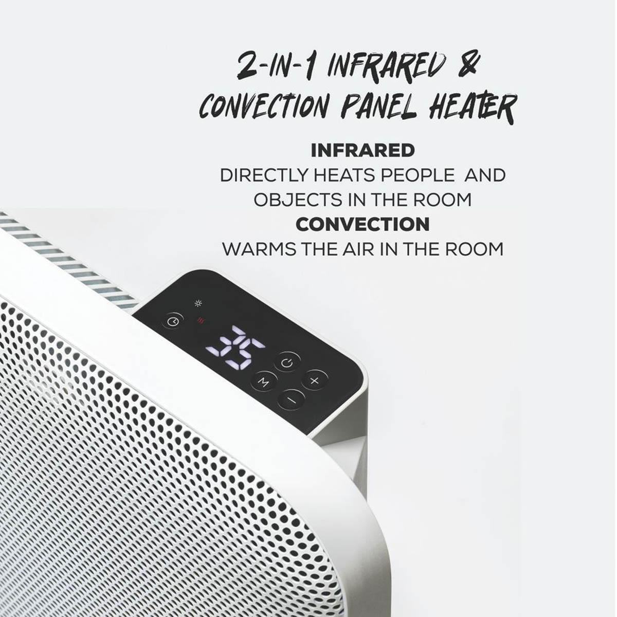 Infrared Convection Heater Electric 2in1 White Portable Wall Mounted 2000W - Image 3