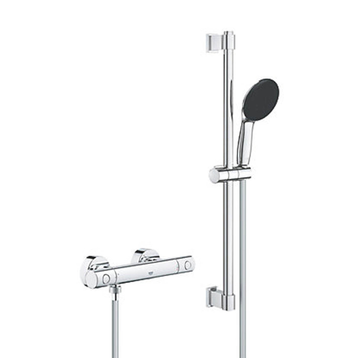 Grohe Thermostatic Shower Mixer Set Exposed Chrome Single Spray Pattern Round - Image 1