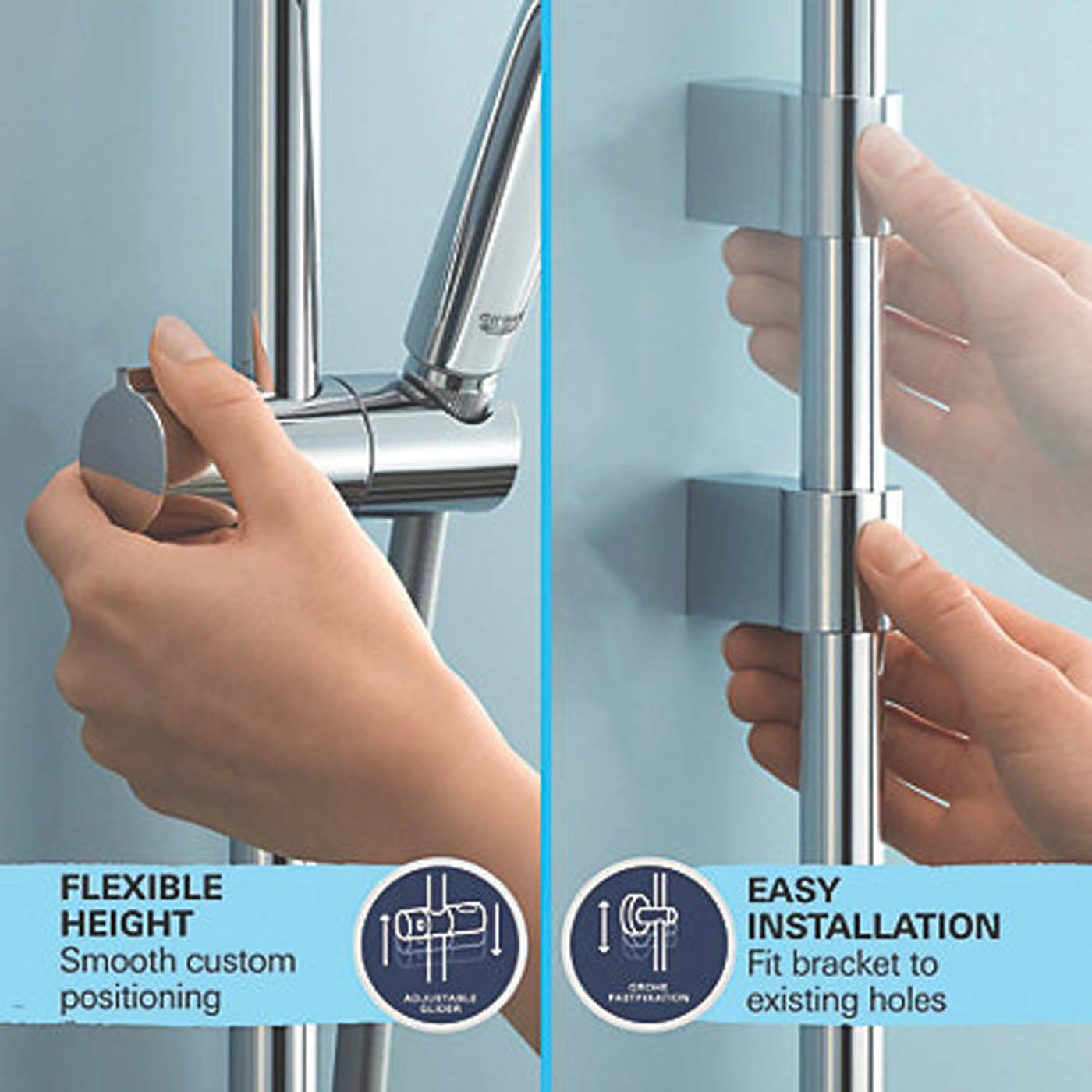 Grohe Thermostatic Shower Mixer Set Exposed Chrome Single Spray Pattern Round - Image 4