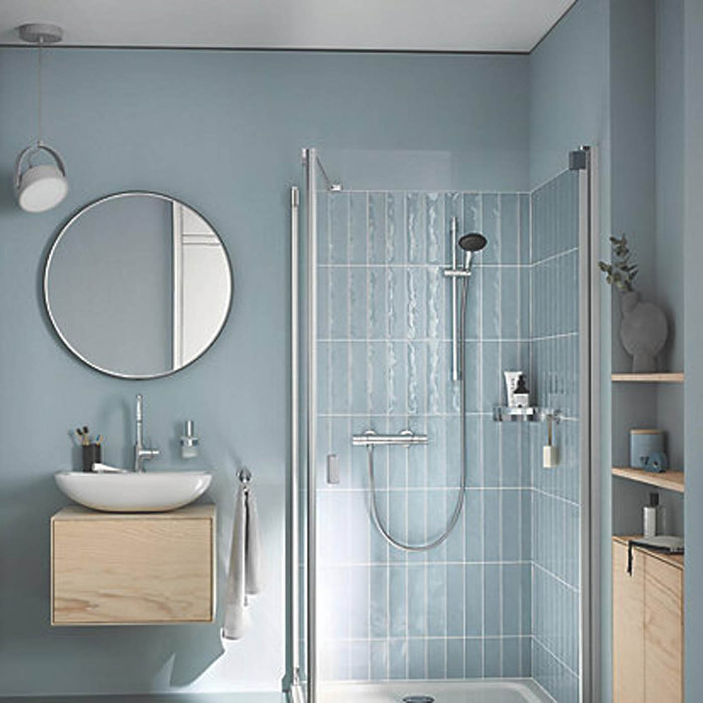 Grohe Thermostatic Shower Mixer Set Exposed Chrome Single Spray Pattern Round - Image 6