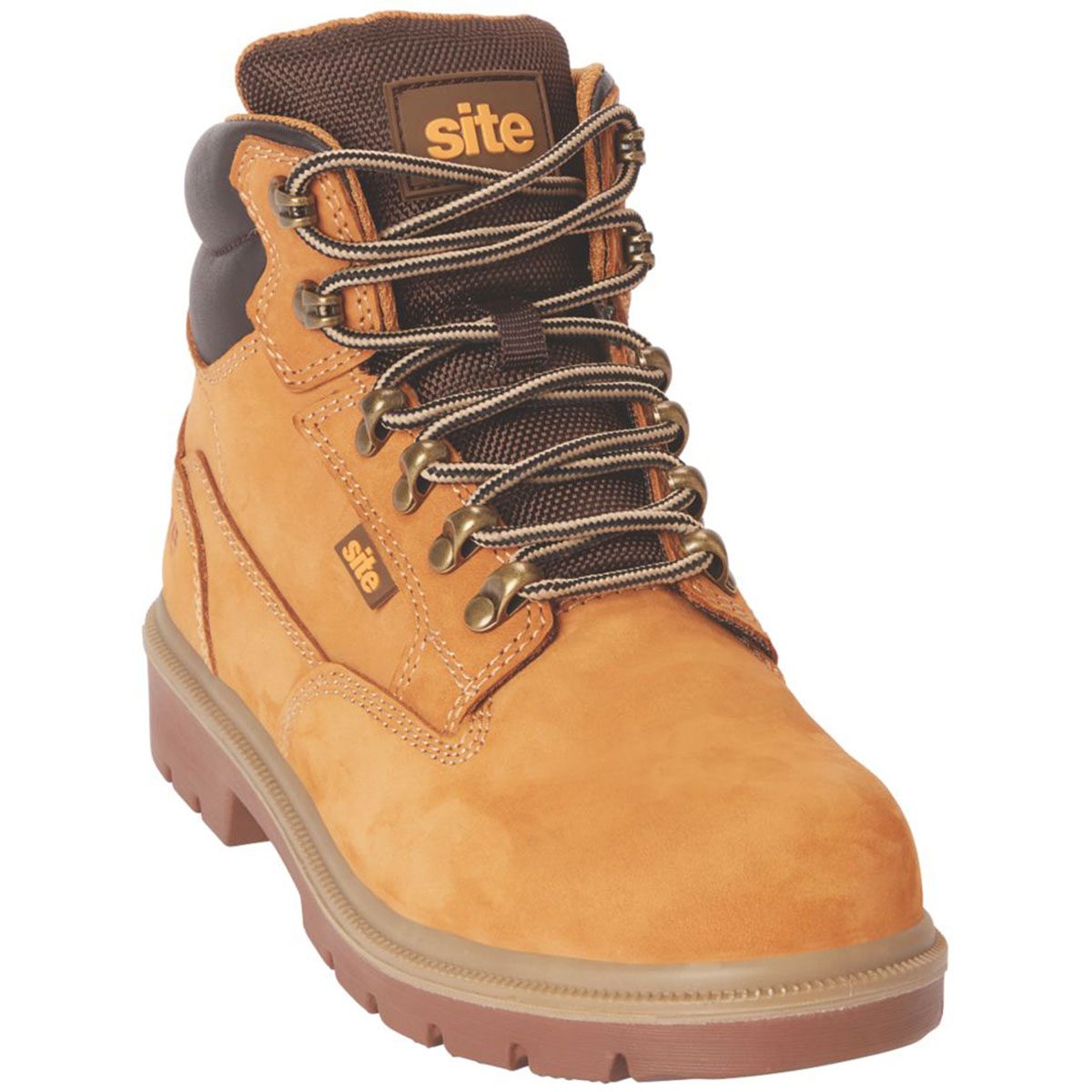 Site Womens Safety Boots Wide Fit Honey Leather Work Shoes Steel Toe Size 5 - Image 1