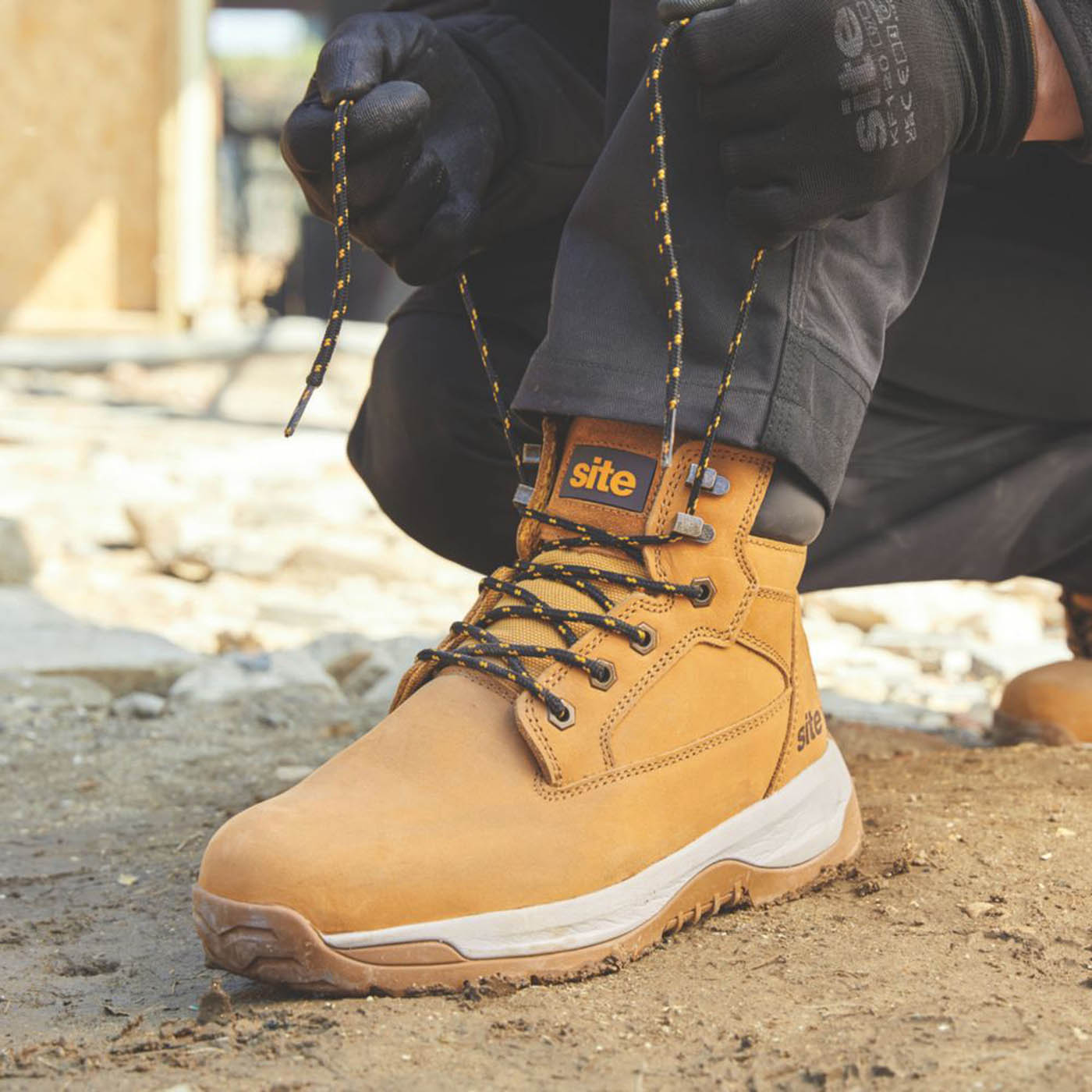 Site Safety Boots Mens Standard Fit Brown Leather Work Shoes Steel Toe Size 5 - Image 3