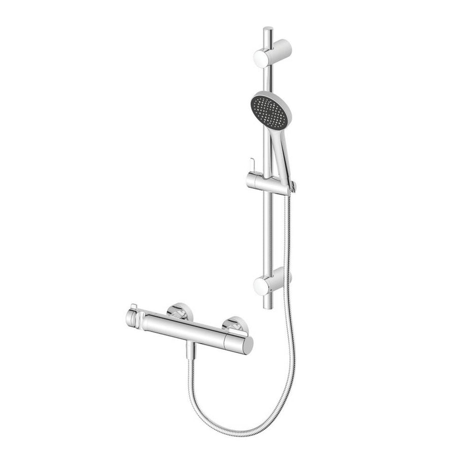 Swirl Thermostatic Mixer Shower Kit Exposed Chrome Single Spray Pattern Modern - Image 1