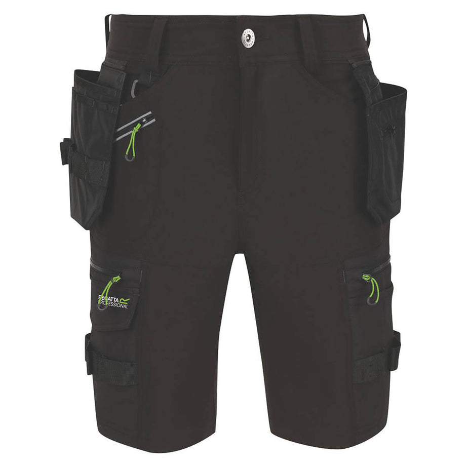 Regatta Work Shorts Mens Black Breathable Stretch Multi Pockets Cargo 32"W - Image 1