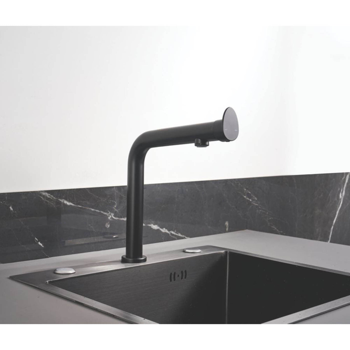 Kitchen Sink Mono Mixer Tap Matt Black Single Lever Deck Mounted Modern - Image 2