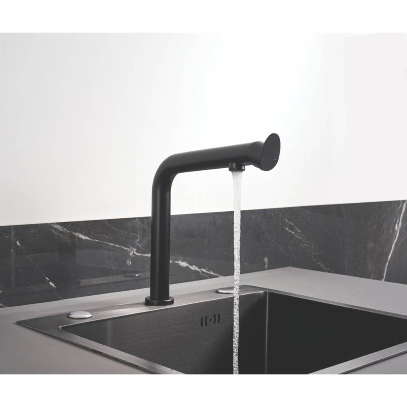 Kitchen Sink Mono Mixer Tap Matt Black Single Lever Deck Mounted Modern - Image 3