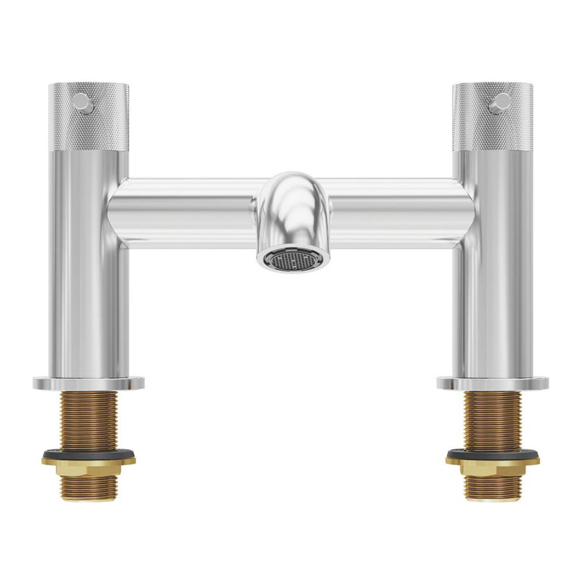 Swirl Bath Filler Mixer Tap Dual Lever Brass Chrome Deck Mounted Modern 185mm - Image 2