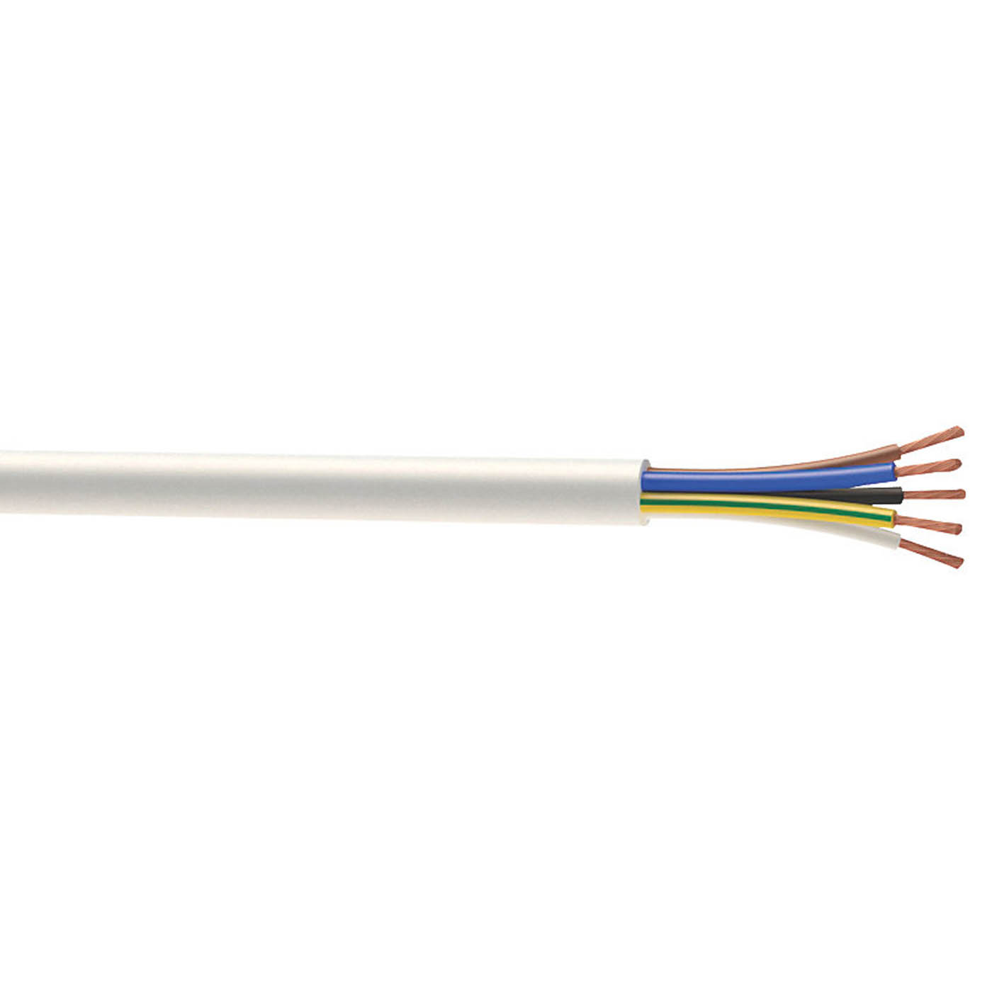 Time Flexible Cable 3185Y White 5 Core 1mm² Round Indoor 8.6mm Coil 5m - Image 1