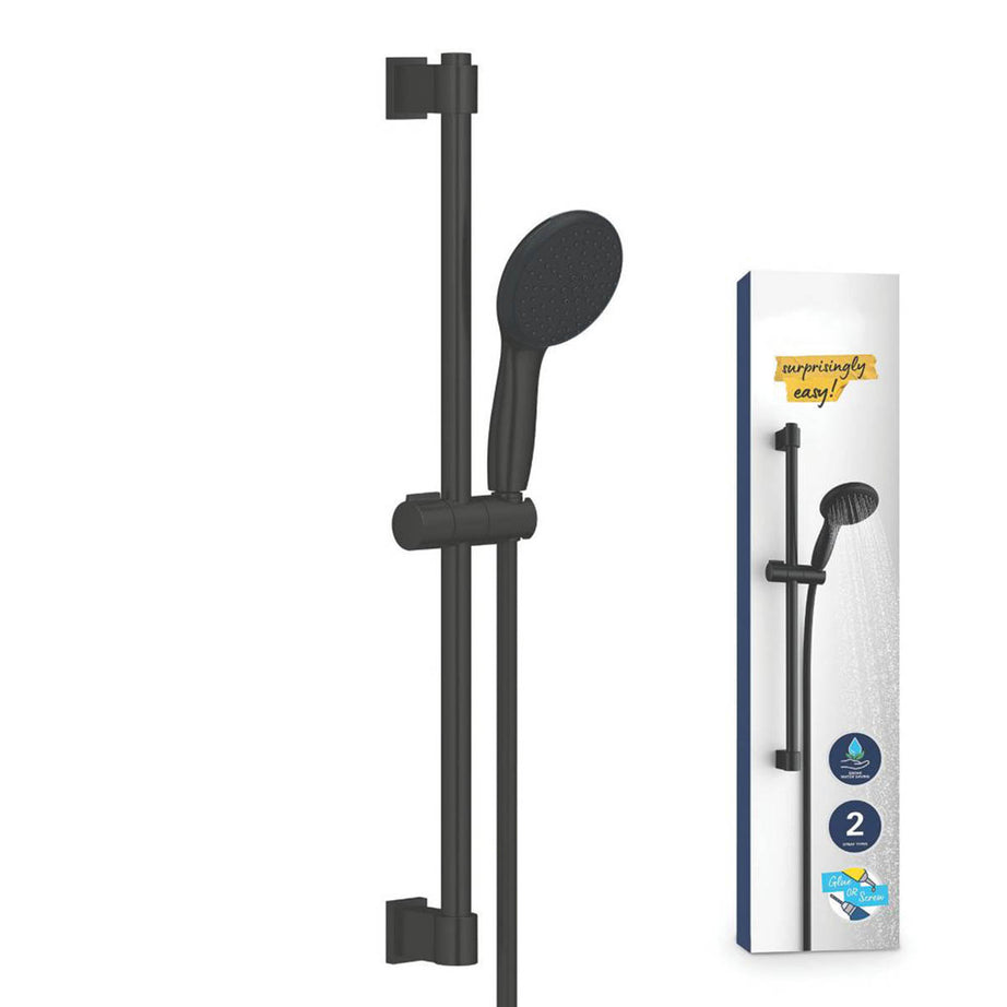 Grohe Shower Rail Set 2 Spray Patterns Matt Black Kink Free Hose Contemporary - Image 3