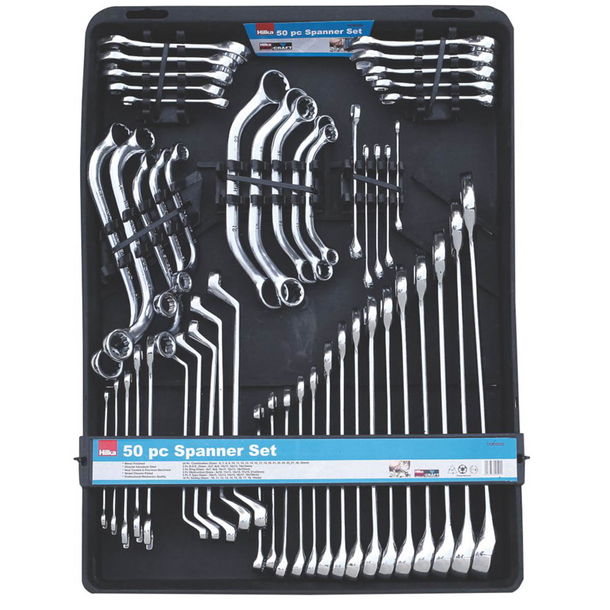 Hilka Pro-Craft Spanner Set 16205002 Mixed Metric Polished Heat-Treated 50 Pcs - Image 1