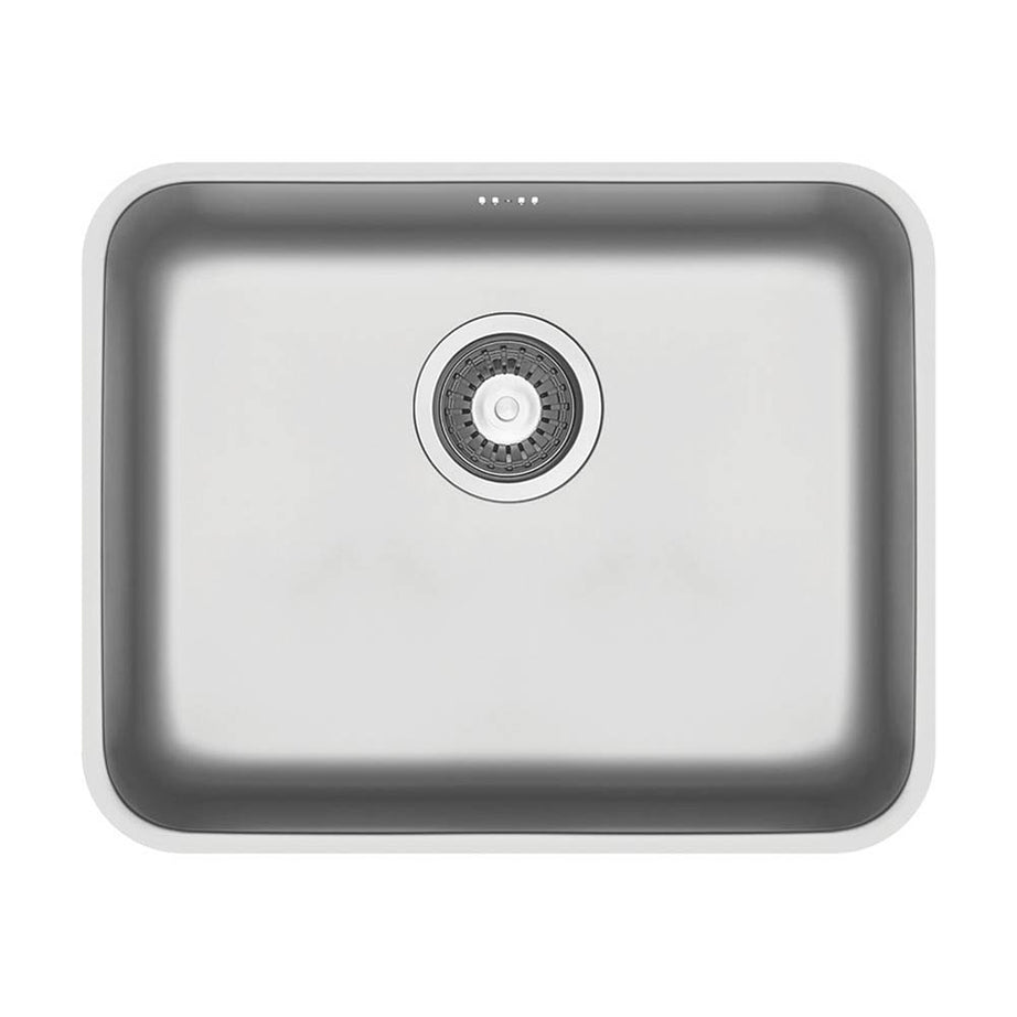 Swirl Kitchen Sink 1 Bowl Stainless Steel Grey Rectangular With Waste (W)524mm - Image 1