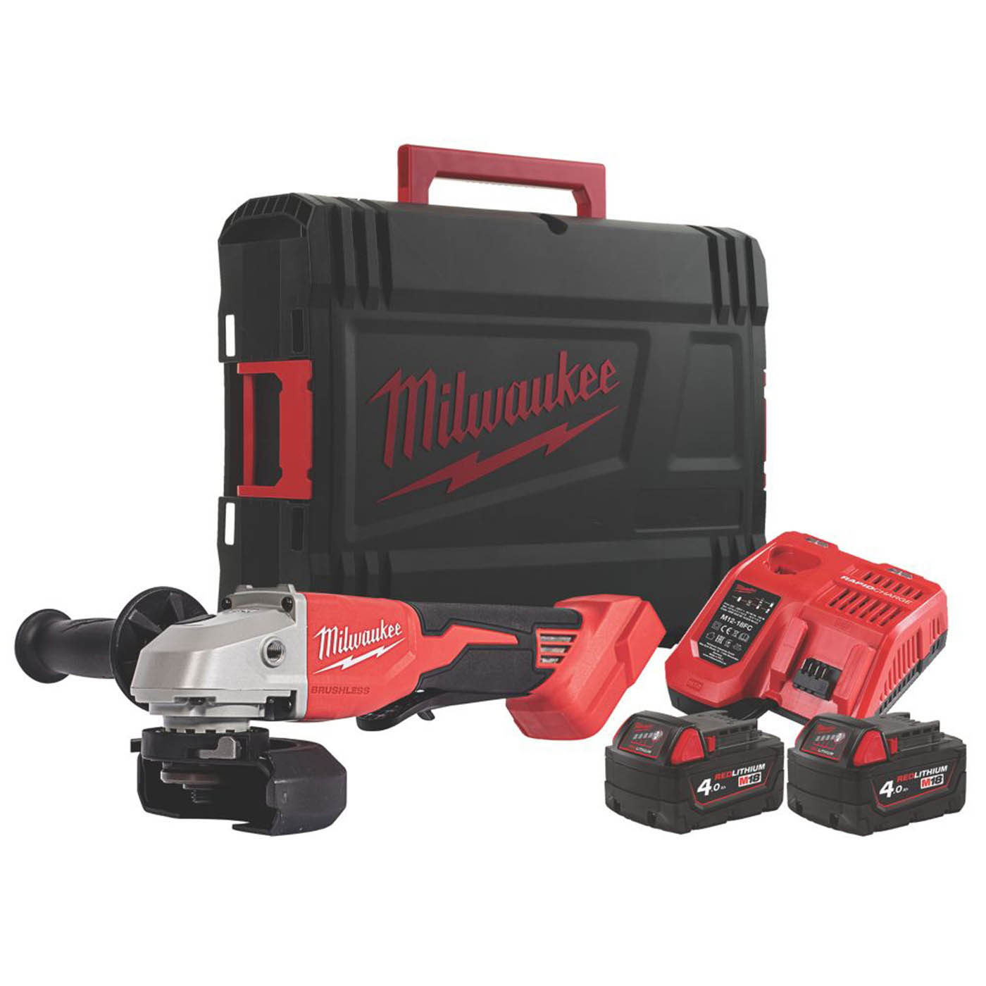 Milwaukee Angle Grinder Cordless Compact M18 BLSAG115XPD-402X 18V 2 x 4Ah Li-Ion - Image 1