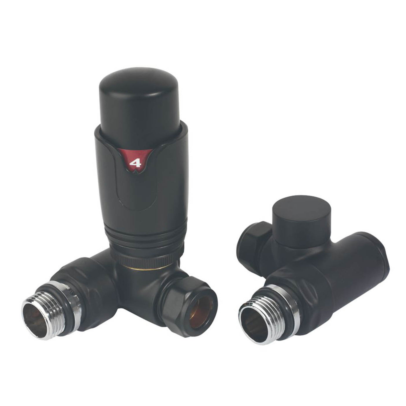 Towelrads Thermostatic Radiator Valve And Lockshield 15mmx1/2" Black Angled - Image 4