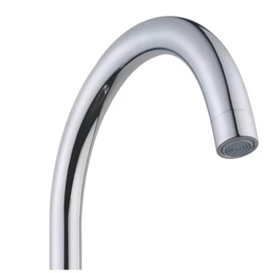 Kitchen Mixer Tap Chrome Dual Twin Lever Bridge Deck-Mounted Swivel Spout - Image 2