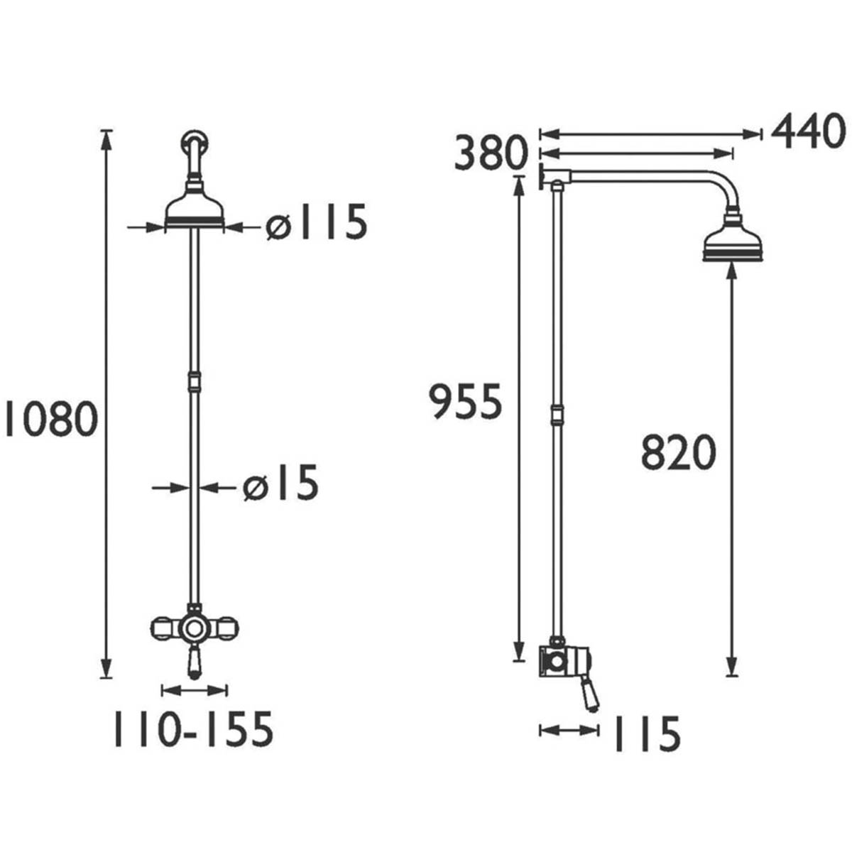 Bristan Mixer Shower Thermostatic Single Spray Pattern Chrome Traditional - Image 6