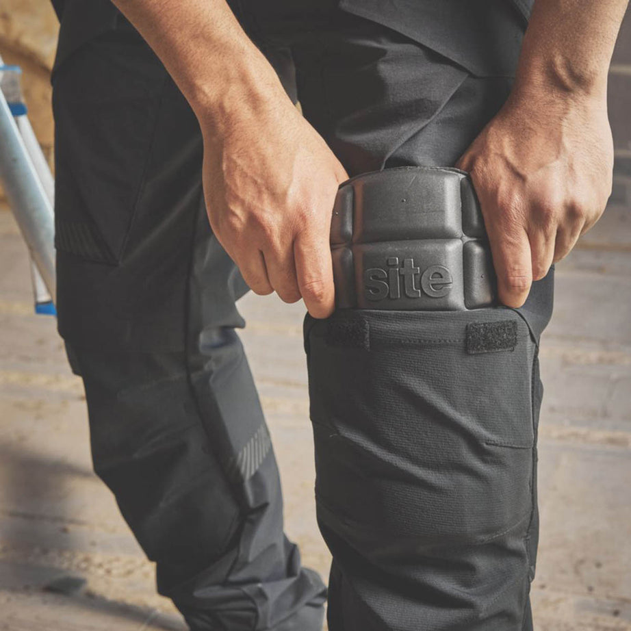 Site Work Trousers Mens Slim Fit Black Breathable Multi Pockets Cargo 40W 32L - Image 4