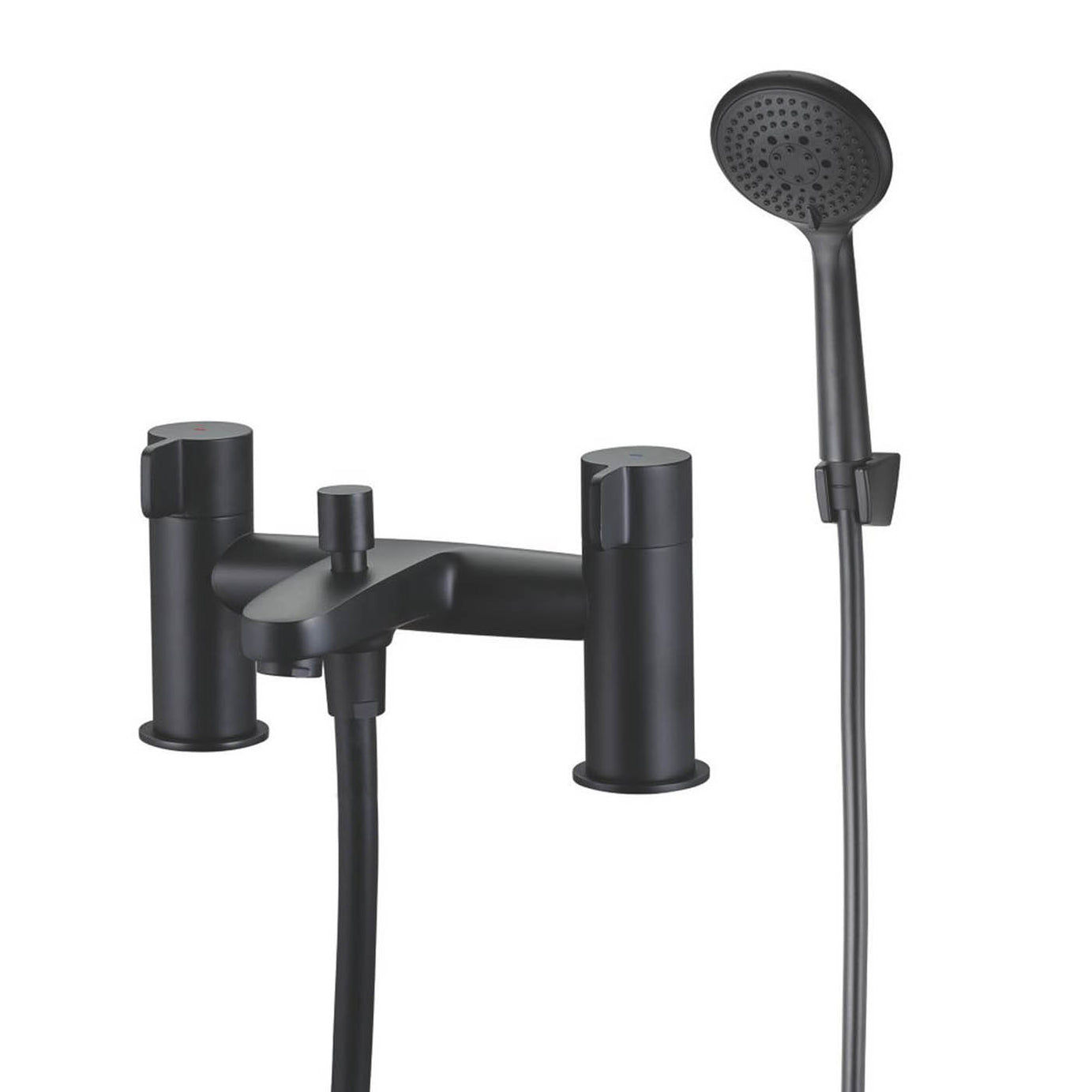 Swirl Manual Shower Mixer Tap Dual Control Caldew Black 120mm Deck Mounted - Image 1