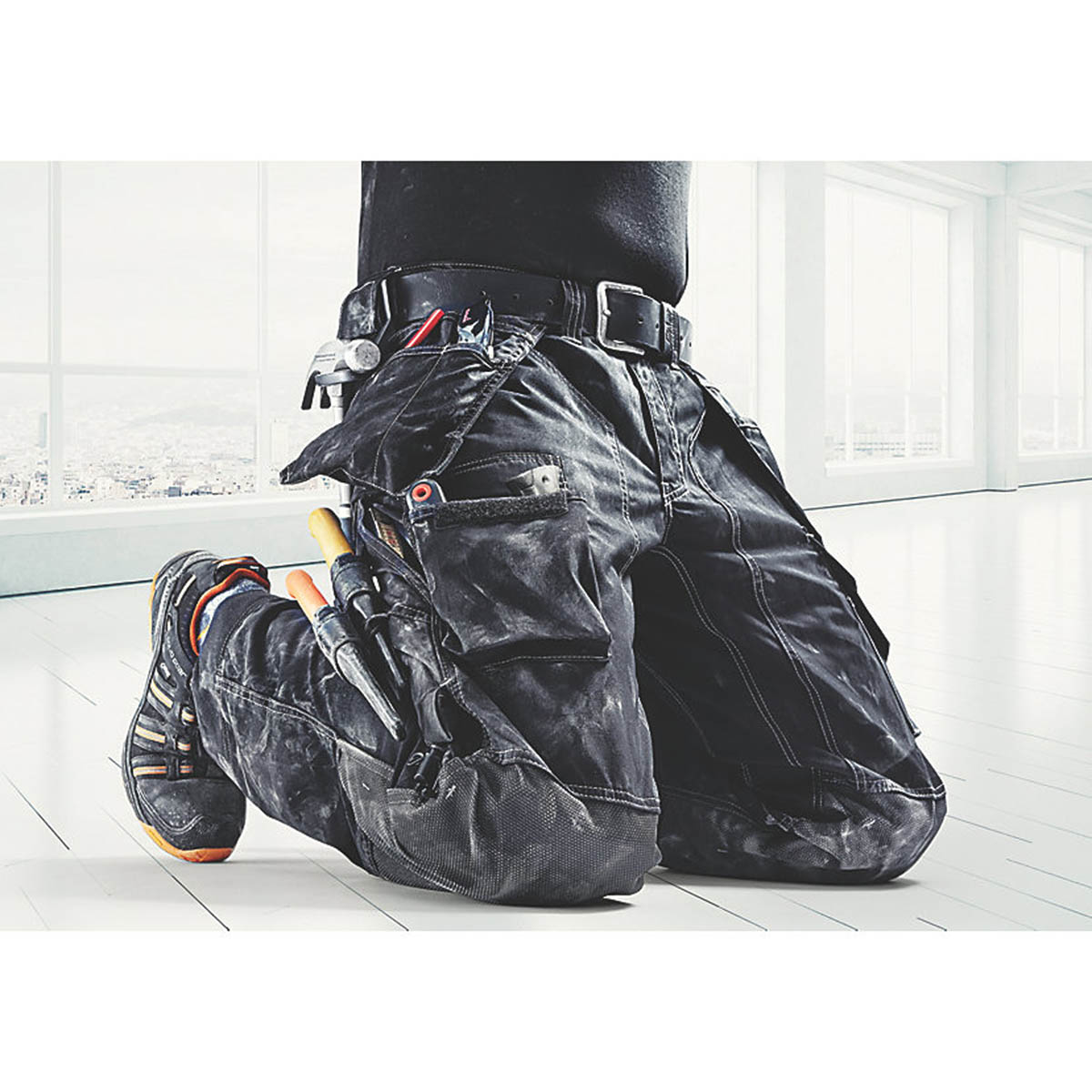 Snickers Work Trousers Mens Twisted Leg Grey Black Multi Pockets Cargo 31W 32L - Image 3